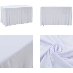 vidaXL 2 st Tafelhoezen stretch met rok 120x60,5x74 cm wit - Tafelhoes - Tafelhoezen - Tafelkleed - Tafelkleden
