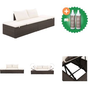 vidaXL Tuinbed 195x60 cm poly rattan bruin Ligbed Inclusief Onderhoudsset