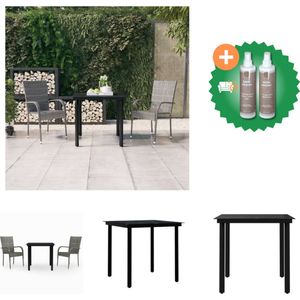 vidaXL 3 delige Tuinset grijs en zwart Tuinset Inclusief Onderhoudsset