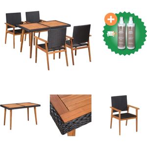 vidaXL 5 delige Tuinset poly rattan zwart en bruin Tuinset Inclusief Onderhoudsset