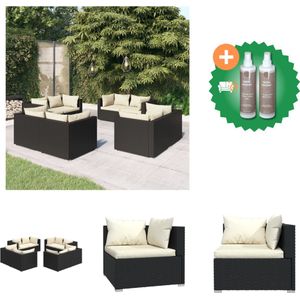 vidaXL Poly Rattan Tuinset - Modulair Design - Waterbestendig - Stevig Frame - Comfortabele Kussens - Tuinset - Inclusief Onderhoudsset