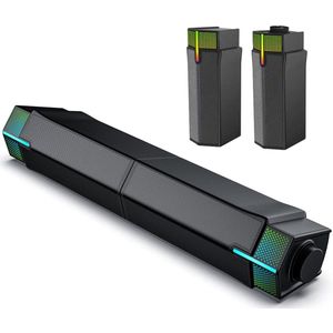 2 in 1 Soundbar PC speakers met Bluetooth 5.3 - RGB verlichting - Speakerset - Computer Speakers