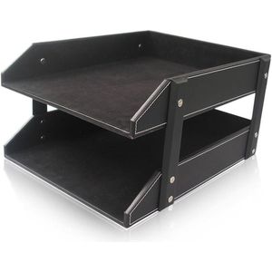 Leren Brievenbakje - A4 Formaat - Bureau Organizer - Kantooraccessoire met Opberglades