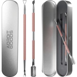 AdroitGoods Nagelriem Bokkenpoot Set - 2 Delig - Rose Gold - Met Opbergdoos - Cuticle Pusher - Nagelriem Duwer - RVS