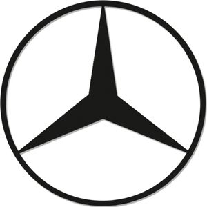 Mercedes Ster - Logo - Metaalkunst - Zwart - 60 x 60 cm - Auto Decoratie - Muur Decoratie- Man Cave - Cadeau voor man- Inclusief ophangsysteem