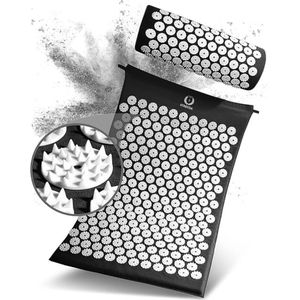 Premium Acupressuurmat – Acupressuurmat Set – Spijkermat – Shakti Mat – Massagemat – Optimale Ontspanning – Inclusief Tas en Kussen – Overal Bruikbaar – Hoogwaardig Materiaal - Zwart