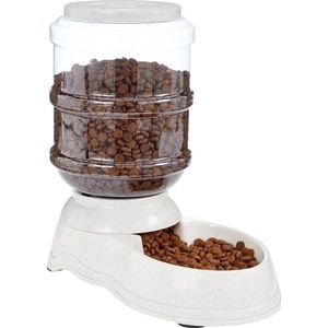 Voerdispenser Kat en Hond – Automatische Voerbak Kat en Hond – Voerautomaat - Voedertrechtiger – Vernieuwd Design – Compact Formaat - Wit