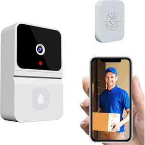 Slimme Video deurbel met Camera – Met WiFi en App – Ring Geluid – Draadloos – Met Nachtzicht – 480P – Tweerichtingsgesprek – Cloud Opslag – Wit