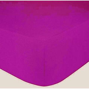 Princess Line- Comfortabel Ultra-Soft-Hoeslaken -100% katoen-Jersey -Stretch -Strijkvrij- Rondom elastiek-Hoekhoogte tot 30cm-2Persoons- Lits-Jumeaux-180x200 cm-Roze