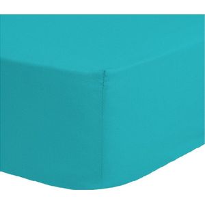 Princess Line- Comfortabel Ultra-Soft-Hoeslaken -100% katoen-Jersey -Stretch -Strijkvrij- Rondom elastiek-Hoekhoogte tot 30cm-2Persoons-140x200 cm-Turquoise