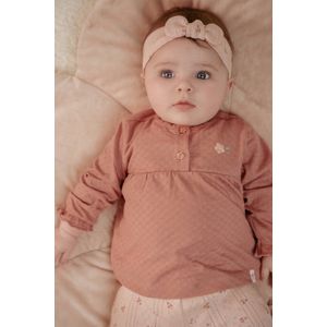 Longsleeve - Pink Blush - Biologisch Katoen - Ruches en Bloemknopen