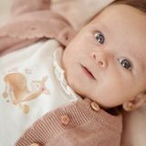 Vest - Roze - Katoen - Ruches en Bloemetjesborduursel