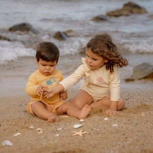 Sunny Yellow - Sportshirt - Korte Mouwen - Kinderen - Rits Achterkant