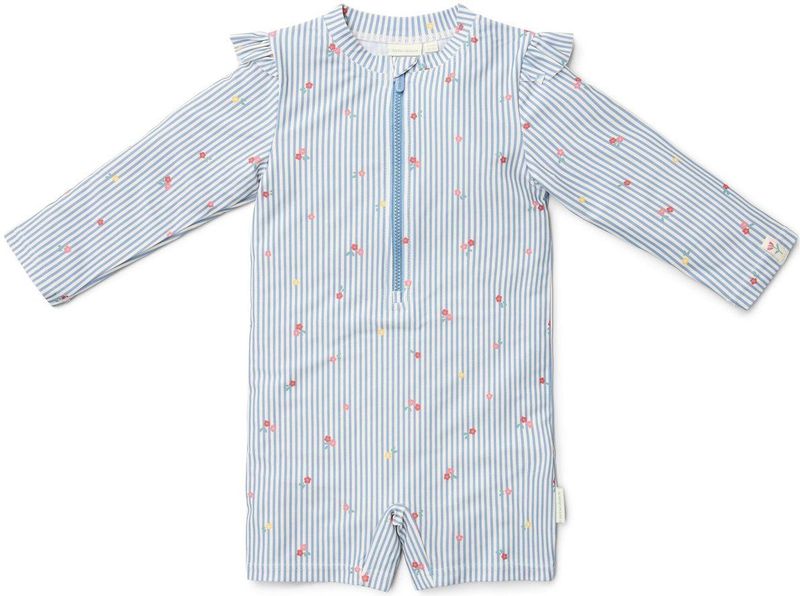 Little Dutch - Zwempak - Sunny Flowers Blue - Lange Mouwen - Materiaal: 85% Polyester, 15% Elastaan