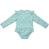 Badpak - Mint Groen - Ruches - Print van Witte Schelpen