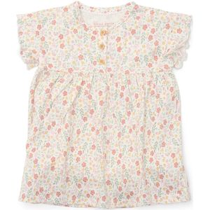 Little Dutch - Baby Jurkje - Creme - Korte Mouw - Fairy Garden Flower-print