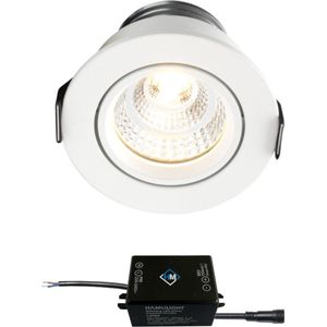 Sharp LED inbouwspot Granada wit - 4W / rond / dimbaar / kantelbaar / 230V / IP54 / downlights / plafondspots / spotjes / inbouwspots / badkamer / woonkamer / keuken / spotlight / warmwit