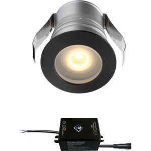 Cree LED inbouwspot Burgos zwart in - 3W / rond / dimbaar / 230V / IP65 / downlights / plafondspots / spotjes / inbouwspots / badkamer / woonkamer / keuken / spotlight / warmwit