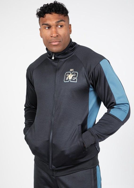 Gorilla Wear - Devon - Trainingsjas - Grijs/Blauw - Getextureerde Stof