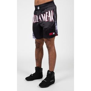Gorilla Wear - Clayton Boxing Shorts - Zwart/Rood - Lichtgewicht Materiaal