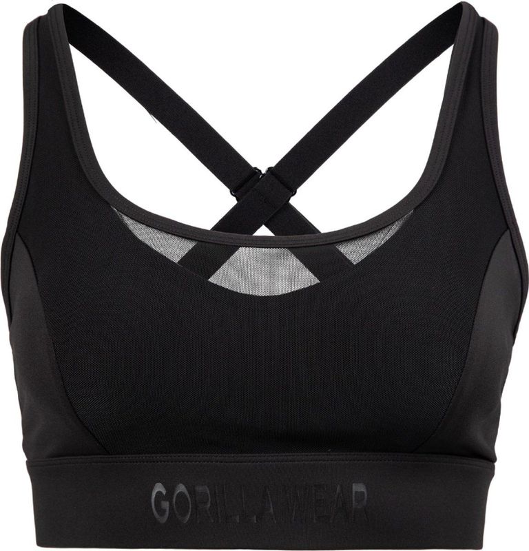 Gorilla Wear - Riley - Sportbeha - Zwart - Hoogste Ondersteuning, Ademend, Vochtregulerend, Elastische Band