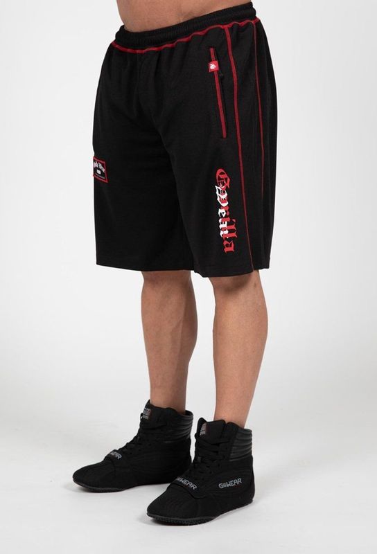 Gorilla Wear - Marlow - Korte Broeken - Zwart/Rood - Ademend Mesh Materiaal