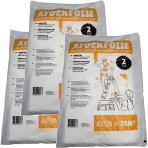 Afdekfolie-Bouwfolie 3 stuks 4x5meter (20m2) 60 m2 totaal