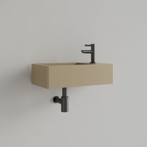 Fontein gliss design freya solid marble 40x22x10 cm met kraangat rechts mat cappuccino