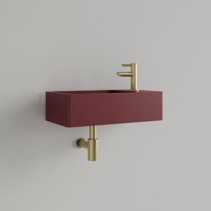 Gliss Design - Freya - Wastafel - Wijn Rood - Solid Marble - Met Kraangat Rechts
