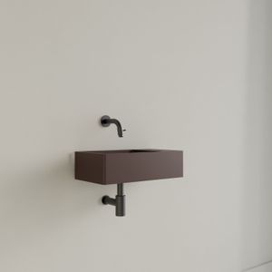 Fontein gliss design freya solid marble 40x22x10 cm zonder kraangat rechts mat choco bruin