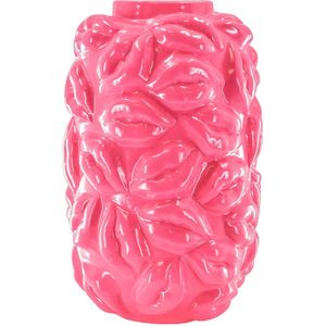 Vaas - Bloemenvaas Lippen - Keramiek - Fluor Roze -  17x17x27cm