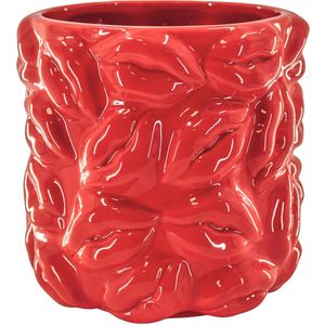 Housevitamin Bloempot -Planten Pot Lippen - Keramiek - Design - Rood - 17,5x17,5x17,5cm - Eyecather