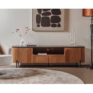 TV-meubel met 2 deuren en centrale nis, Eikenlook L120 cm - JILL TV-meubel met 2 deuren en centrale nis, Eikenlook L120 cm - JILL