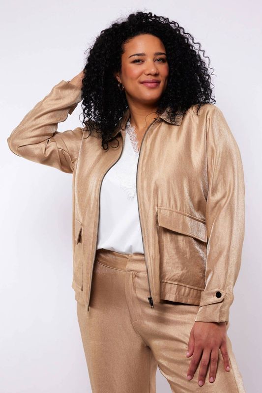 Exxcellent - Jasje - Beige - Dames - Klassieke Kraag - Lange Mouwen