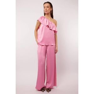 FLURESK - Straight Regular Waist Broek - Roze