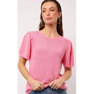 FLURESK - Niala - Top - Roze - Korte Mouwen - Ronde Hals