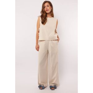FLURESK - Wide Leg Broek - Zand - Linnen