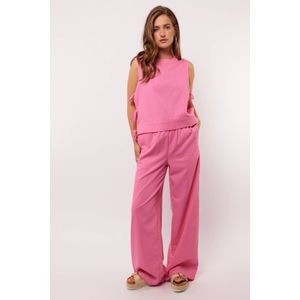 FLURESK - Linnen Wide Leg Broek - Roze - Regular Waist