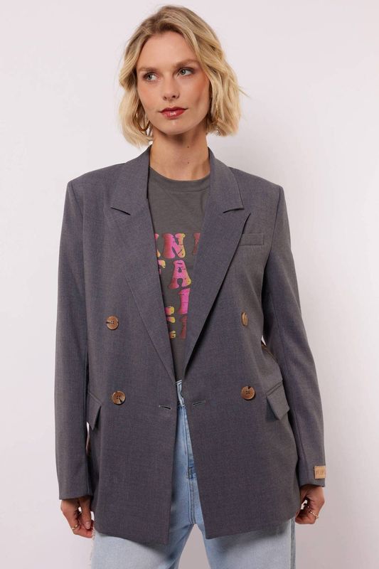 Florien - Grijze Blazer - Ruitprint - FLURESK