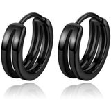 LGT JWLS - Oorbellen - Zwart - Koperlegering - Dubbele Ring