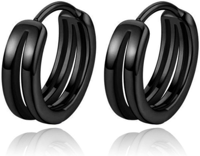 LGT JWLS - Oorbellen - Zwart - Koperlegering - Dubbele Ring