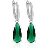Deja Jewels - Oorbellen met Hangers - Zilver - Groene Waterdrop Glassteen