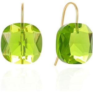 Cilla Jewels Luxe Oorbellen Dames - 925 Zilver, Gouden Afwerking, Groene Zirkonia