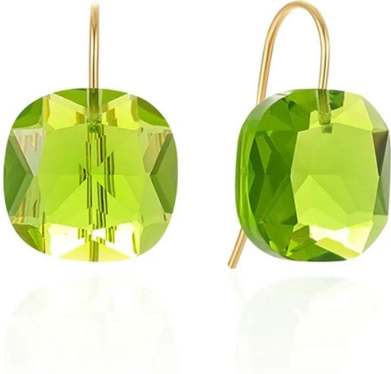 Cilla Jewels - Luxe Oorbellen - 925 Zilver - Gouden Afwerking - Groene Zirkonia