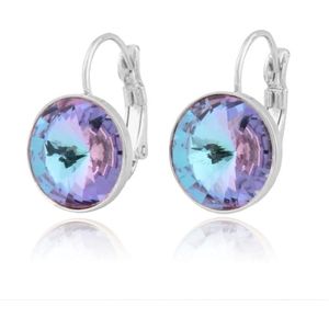 LGT JWLS Oorbellen Dames met Multicolor Glassteen en Zilveren Laag