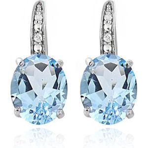Cilla Jewels 925 Zilveren Oorbellen met Grote Blue Topaz Steen
