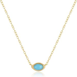 Elenza - Ketting - Goudkleurig - 925 Sterling Zilver - Turkoois Oog