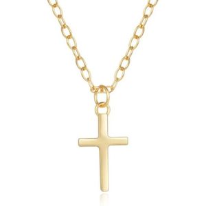 Elenza - Goudkleurige Ketting - Klassiek Kruis - 925 Sterling Zilver