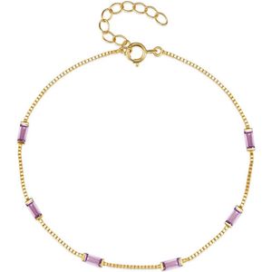 Elenza - Armband - Goudkleurig - Roze Stenen - 925 Sterling Zilver