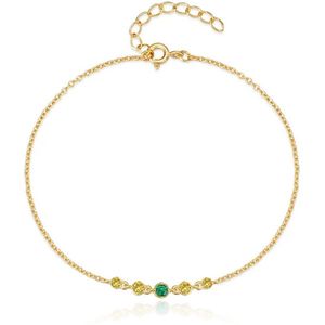 Elenza Goudenkleurige Armband met Groene en Gele Zirkonia – Elegantie voor Dames